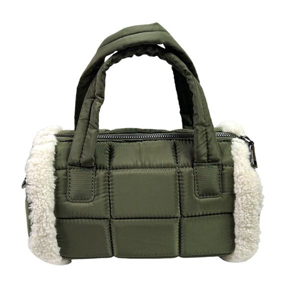 INC International Concepts Breeah Mini Barrel Crossbody Handbag - Moss Sherpa - Picture 2 of 7